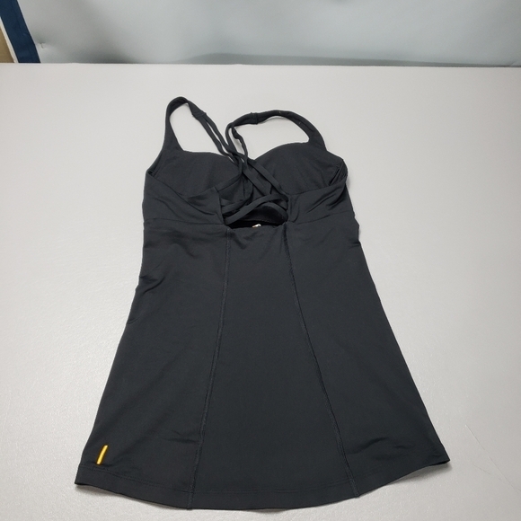 Lucy solid black work out tank top with built in bra women's size XS - Picture 5 of 9
